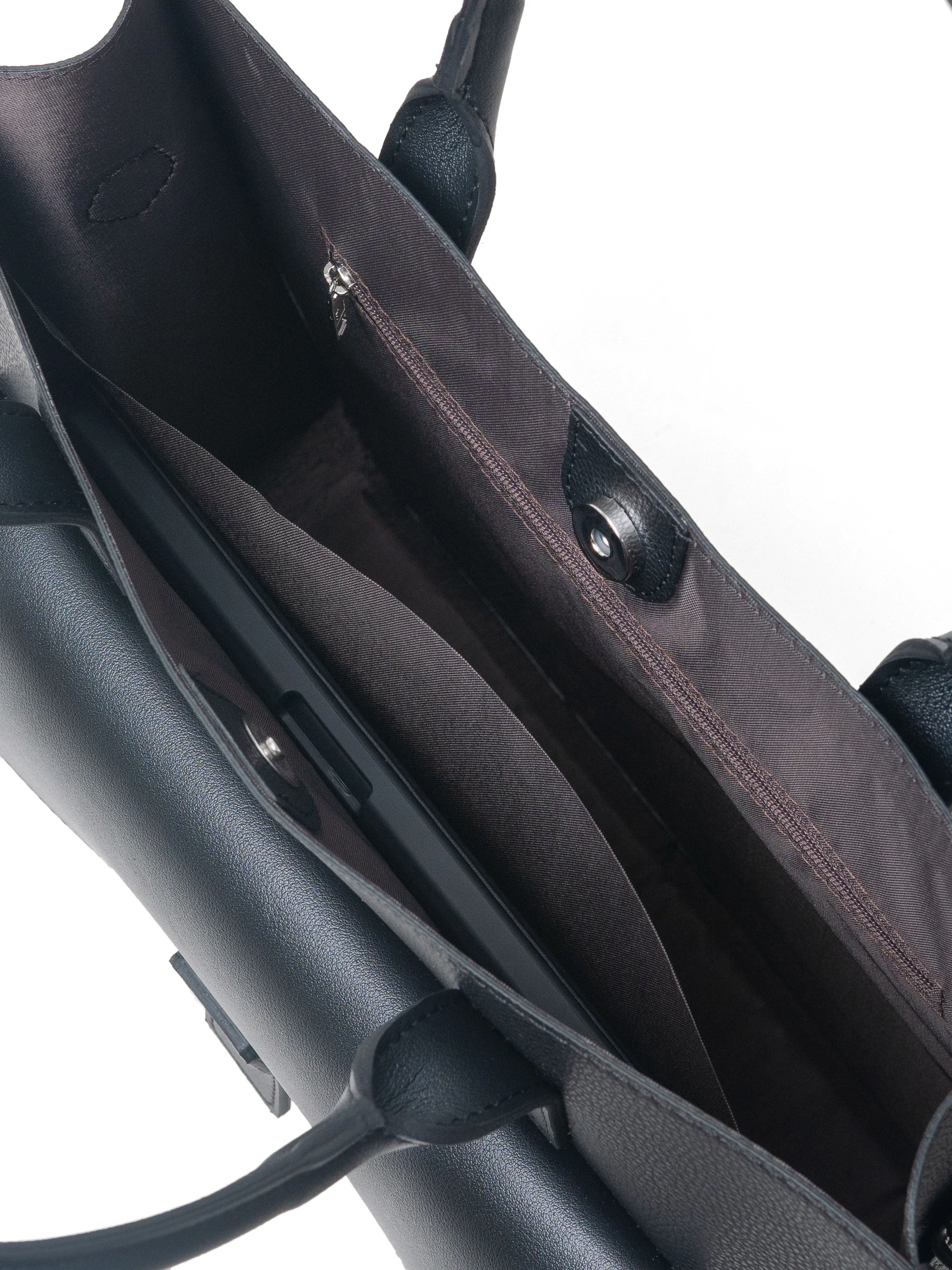 Sleek Black Ares Tote Bag - Stylish and Versatile Accessory
