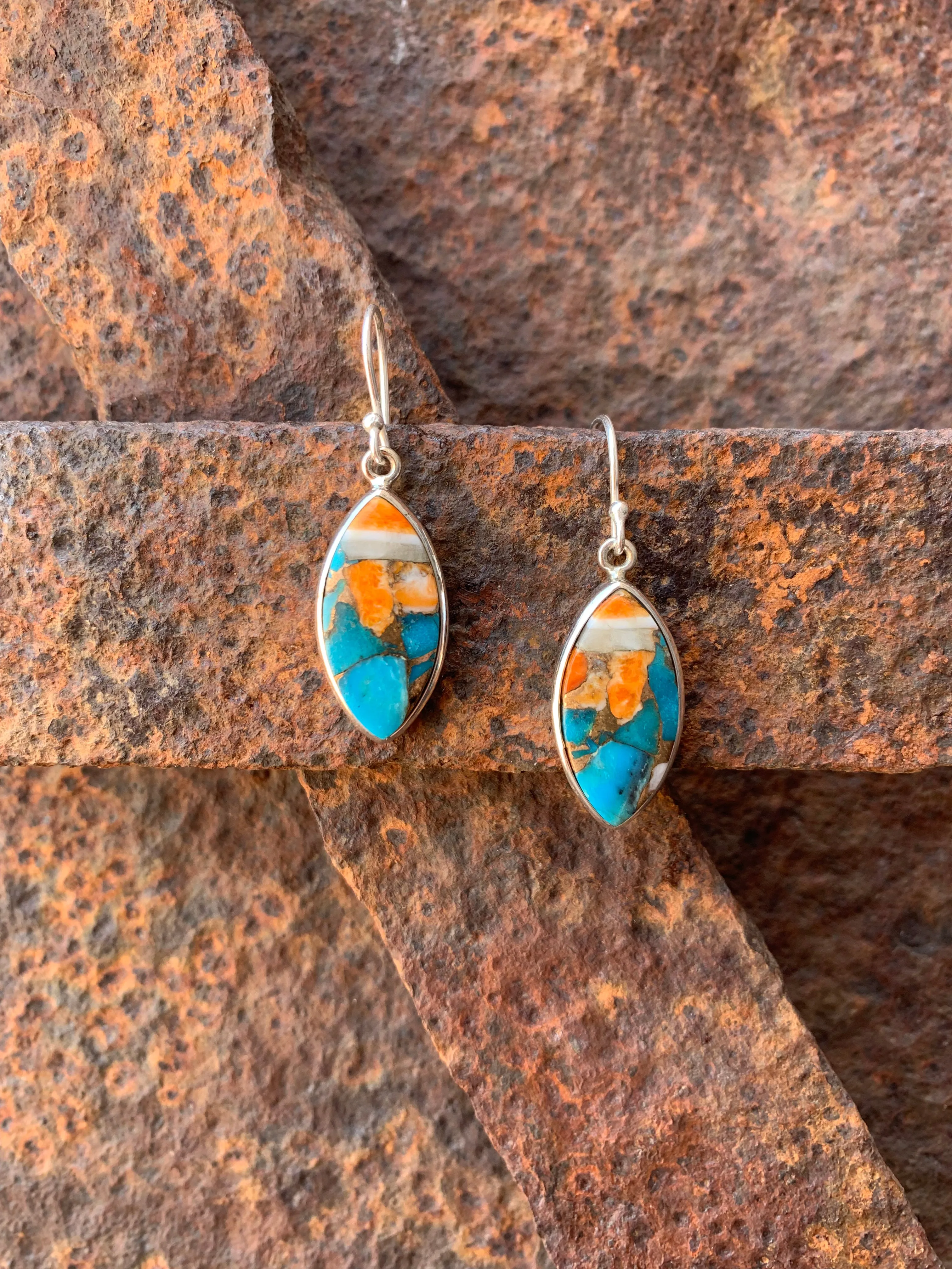 Marquise Spiny Oyster & Turquoise earrings