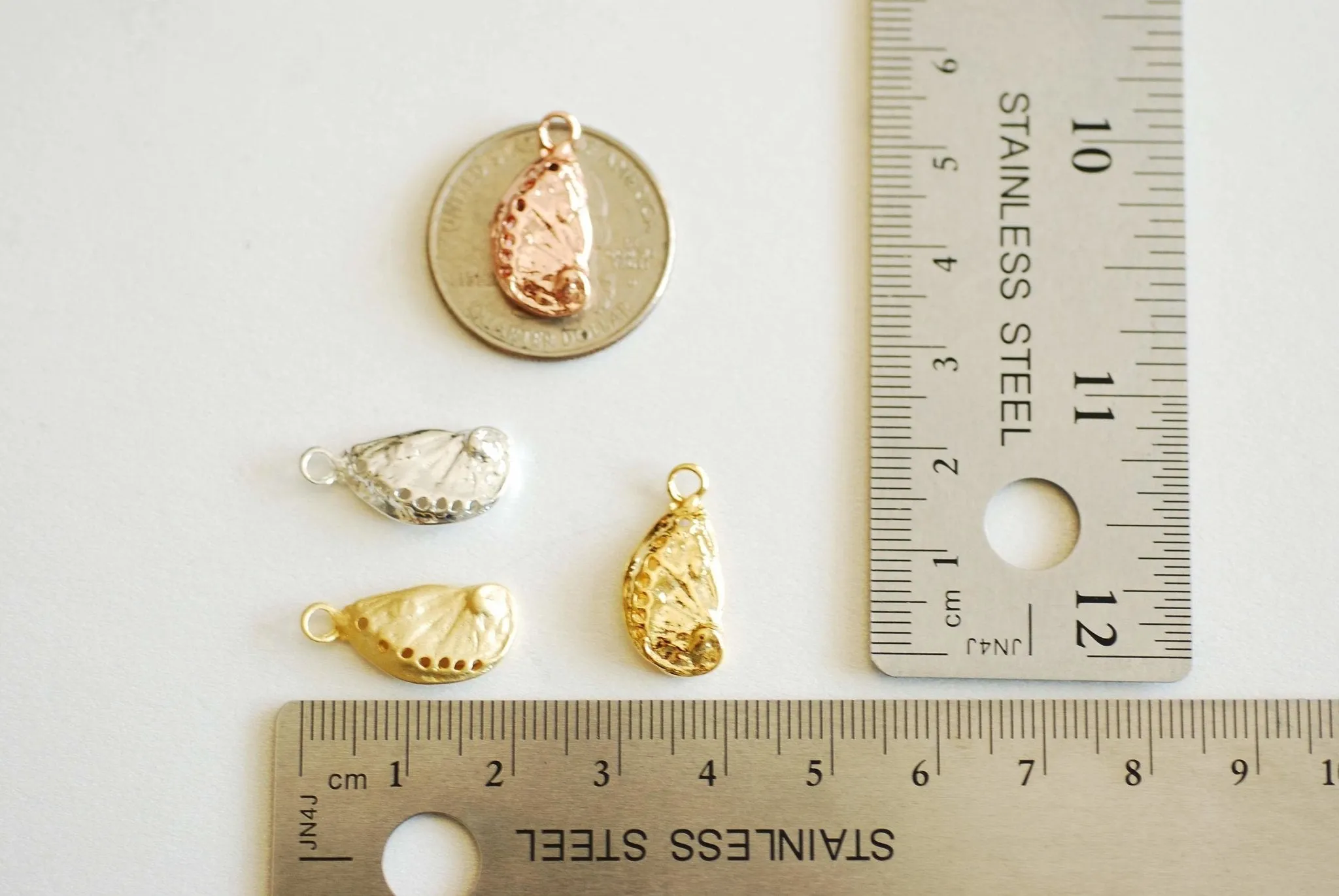 Matte Gold Wholesale Abalone Shell Charm- Vermeil Gold, cowrie shell, nautical sea shell, oyster shell, seashell charm, beach ocean, shell charm, 372