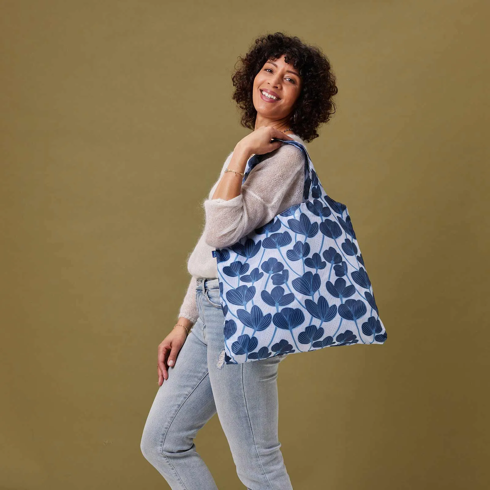 Modern Poppy Blu Bag Reusable Shopping Bag - Machine Washable