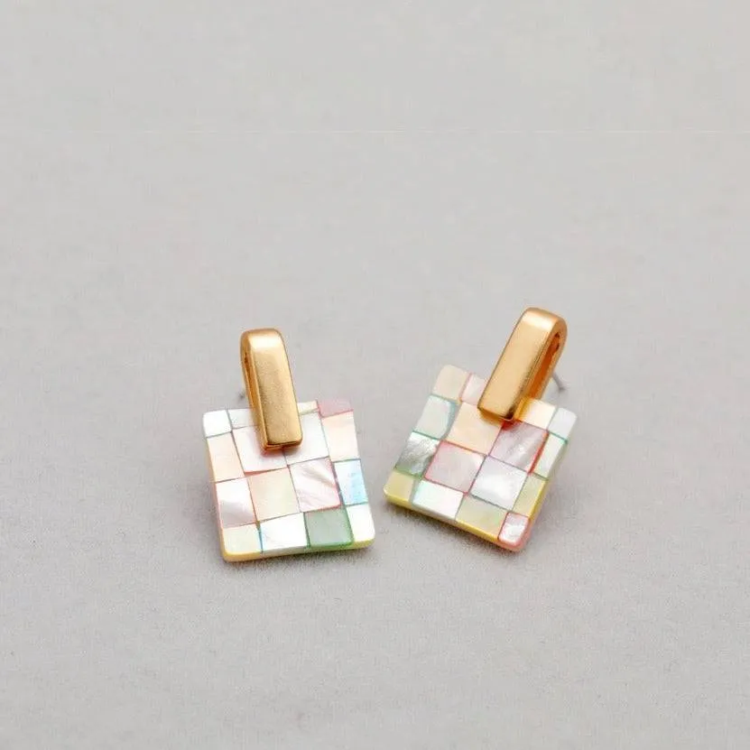 Mosaic Mother of Pearls Shell Earrings