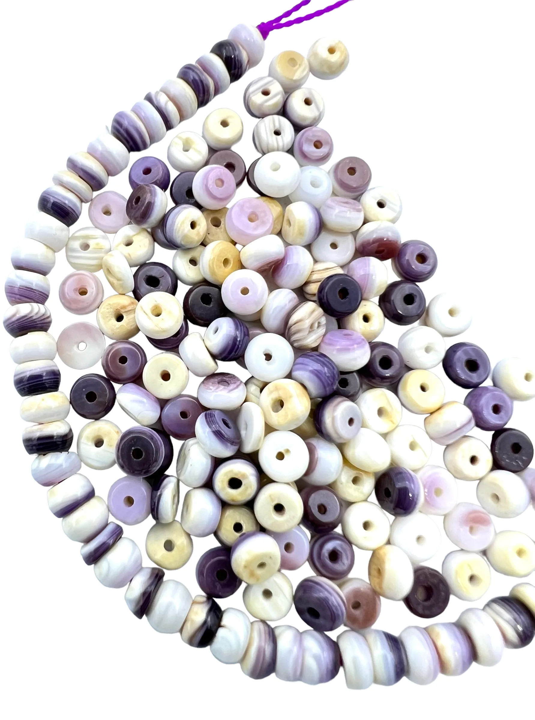 RARE Purple Wampum 4x3mm Rondel Beads, (package of 15 beads)