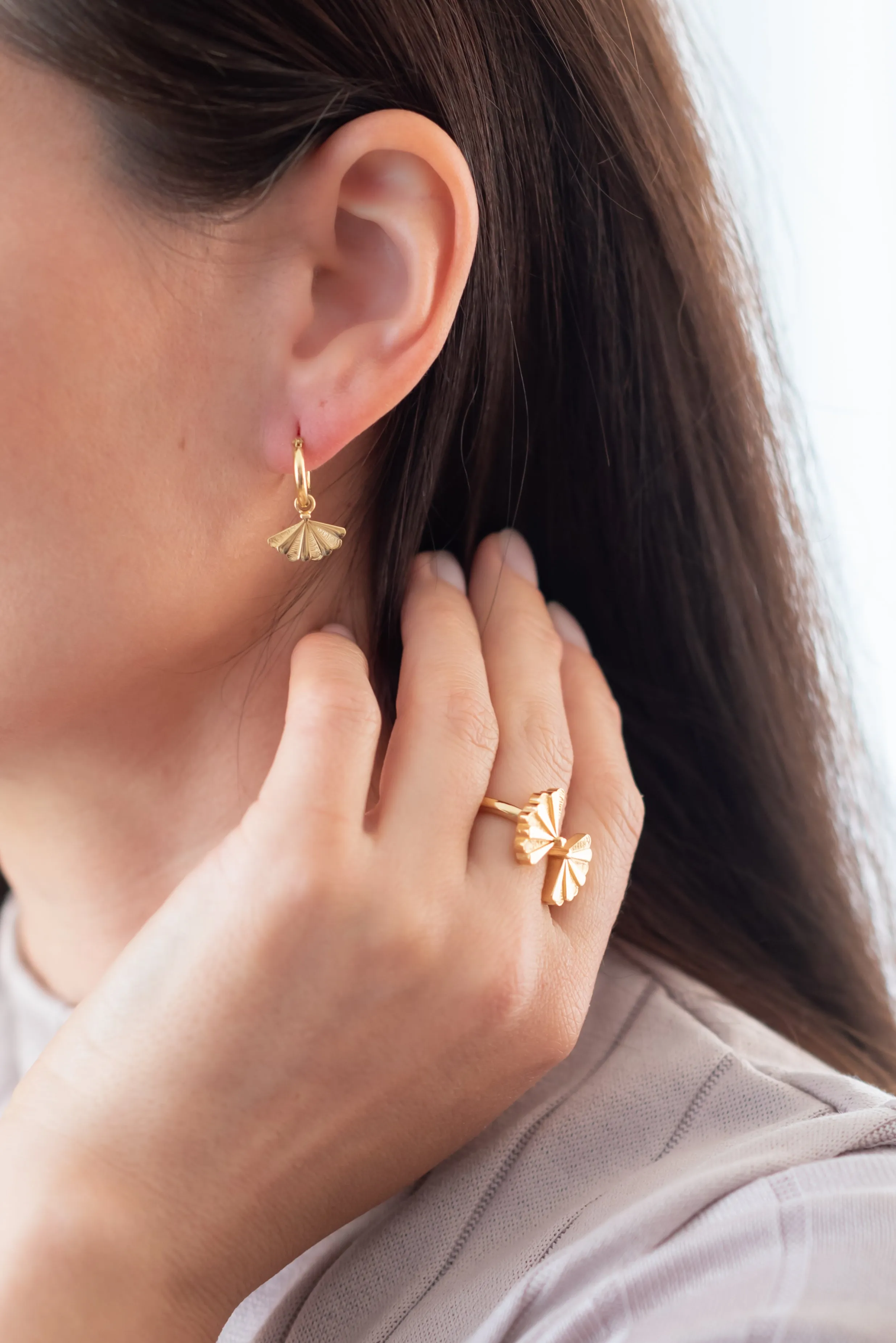 SANTIAGO Mini Hoops with Shell Pendants (Single or as a Pair)