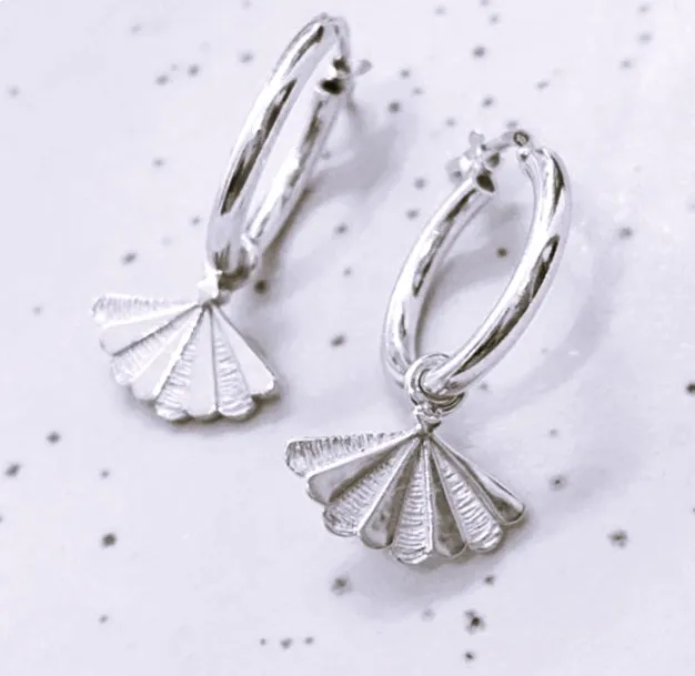 SANTIAGO Mini Hoops with Shell Pendants (Single or as a Pair)