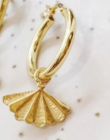 SANTIAGO Mini Hoops with Shell Pendants (Single or as a Pair)