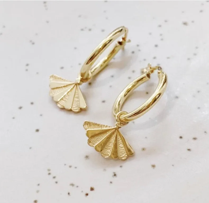 SANTIAGO Mini Hoops with Shell Pendants (Single or as a Pair)