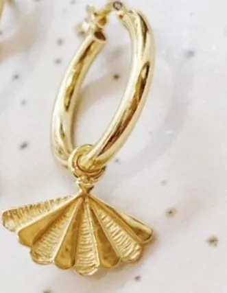 SANTIAGO Mini Hoops with Shell Pendants (Single or as a Pair)