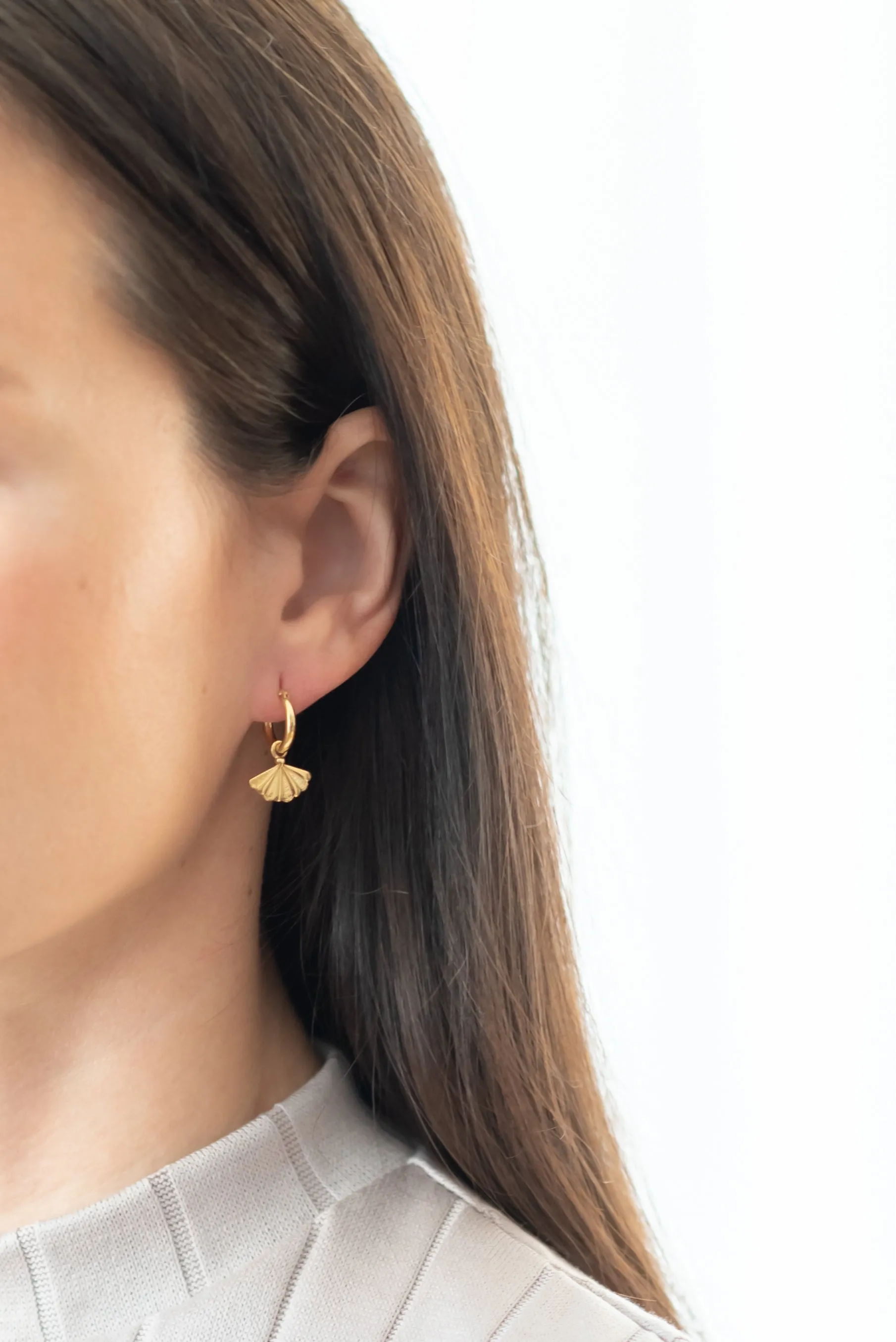 SANTIAGO Mini Hoops with Shell Pendants (Single or as a Pair)