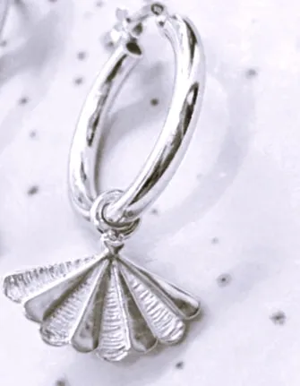 SANTIAGO Mini Hoops with Shell Pendants (Single or as a Pair)