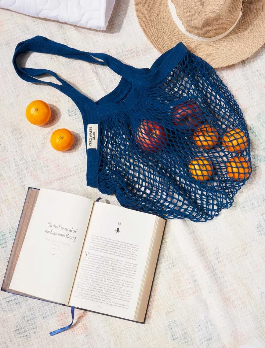 Zero Waste Club Organic Cotton Mesh Shopping Grocery Bag in Grey
