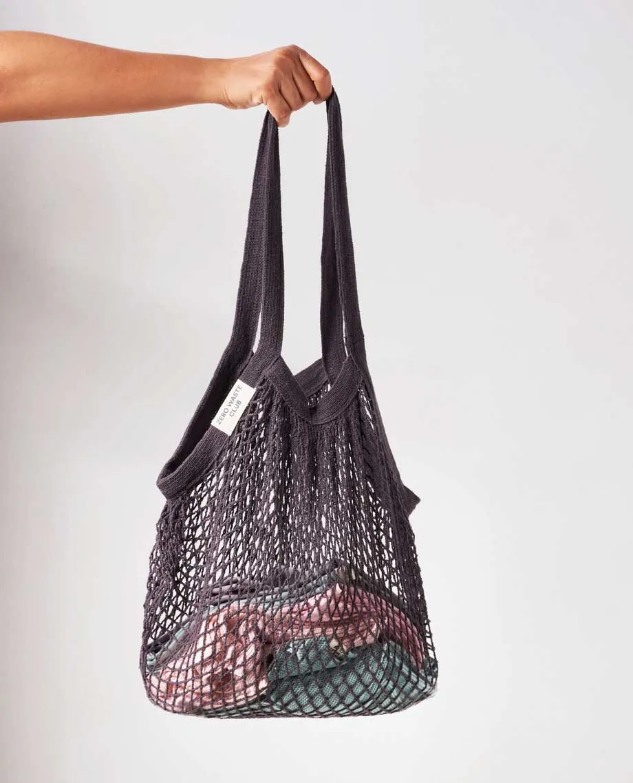 Zero Waste Club Organic Cotton Mesh Shopping Grocery Bag in Grey