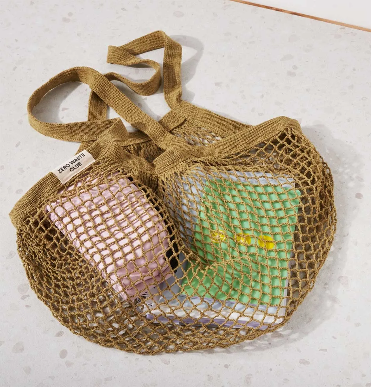 Zero Waste Club Organic Cotton Mesh Shopping Grocery Bag in Grey